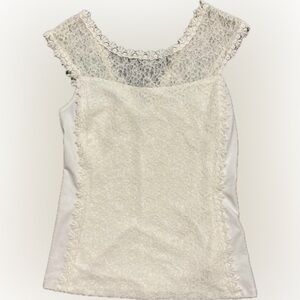 Express Ivory Lace Women's Cap Sleeved Top Size L